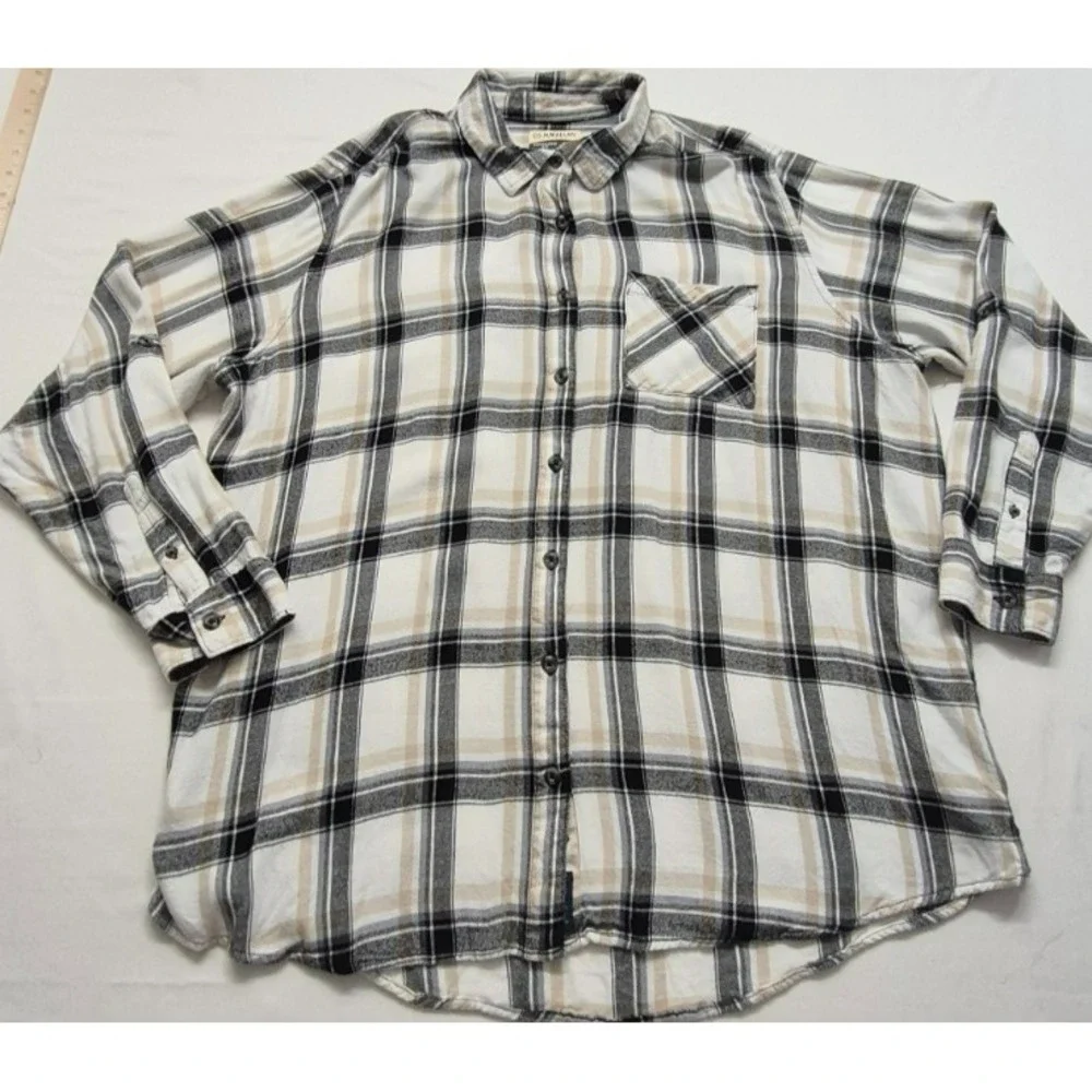 Magellan Willow Creek women's tan/black plaid flannel boyfriend fit shirt‎ 2XL